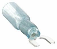 VELVAC Fork Terminals: Blue, Heat Shrink, #10 Stud Size, 16 AWG – 14 AWG Wire Range, Std Fork, 600 V (MPN 37324). Key specifications — Barrel Style: Insulation Grip; Manufacturer Part Number: 37324; Brand: VELVAC.
