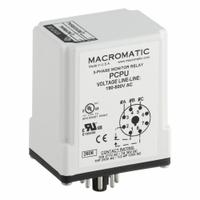 MACROMATIC Phase Monitor Relay: Socket Mounted, 10 A Current Rating, 190 to 500V AC, Phase Reversal (MPN PCPU). Key specifications — Monitored Parameters: Phase Reversal; Manufacturer Part Number: PCPU; Brand: MACROMATIC.