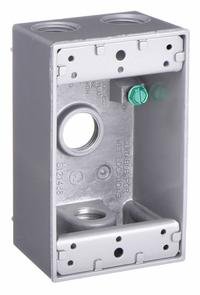 BELL Electrical Box: Aluminum, Rectangular, 1 Gangs, 1/2 in Hub Size, 18.3 cu in Capacity, Gray (MPN 5321-0). Key specifications — Color: Gray; Brand: BELL.