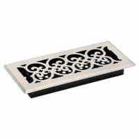 Floor Register: Floor, 11 1/2 in H, 5 1/2 in W, Decorative, Brushed, Nickel, Steel Grille, One-Way (MPN SPH410-NKL). Key specifications — Adjustable Blades: No; Brand: DECOR GRATES; Airflow Directions: One-Way; Grille Color: Nickel.