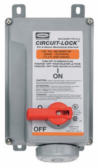 HUBBELL Mechanical Interlock: 120/240V AC, Single Phase, 60 A, 3 Pole, 4 Wire (MPN HBL460MI12W). Key specifications — Brand: HUBBELL; Reverse Service: No; Voltage Rating: 120/240V AC.