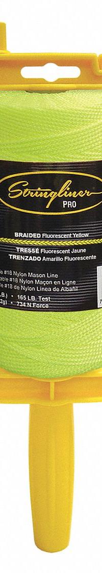 STRINGLINER Mason's Line Reel: Line Type Braided, Material Polyethylene, 1,000 ft Overall Lg (MPN 25765). Key specifications — attr1008700: Polyethylene; attr1008699: Braided; attr1004994: STRINGLINER; attr1004995: Mason's Line Reel.