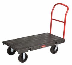RUBBERMAID COMMERCIAL PRODUCTS Platform Truck: 1,200 lb, Black, Plastic, (2) Rigid/(2) Swivel (MPN FG443610BLA). Key specifications — attr1345828: Black; attr1345811: (2) Swivel; attr1345838: RUBBERMAID COMMERCIAL PRODUCTS.