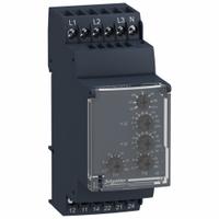 SCHNEIDER Voltage Sensing Relay: DIN-Rail Mounted, 5 A Current Rating, 120 to 277V AC (MPN RM35UB3N30). Key specifications — Monitored Parameters: Undervoltage; Manufacturer Part Number: RM35UB3N30; Brand: SCHNEIDER.