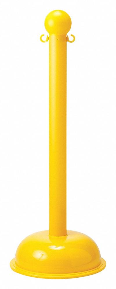 APPROVED VENDOR Barrier Post: 41 in Overall Ht, Yellow, Plastic, Polyethylene - Dome-Base Plastic Chain Barrier Receiver Posts