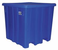 MEESE INC Bulk Container: 35 cu ft, 45 in x 45 in x 44 1/4 in, Lid Included, 2-Way Entry, Square (MPN P333-ROY). Key specifications — Brand: MEESE INC; Stackable: Stacking Capable; Shape: Square; Runner Location: None; Fork Entry: 2-Way Entry; Container Wall Type: Solid; Mobility: Stationary; Collapsible: Rigid.