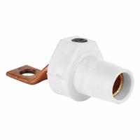 Single Pole Receptacle: White, Straight Taper Nose Mating, Offset One-Hole Bus Bar Termination (MPN 16F22-UW). Key specifications — Series: 16; Receptacle Gender: Female; Brand: LEVITON.