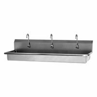 SANI-LAV Wash Station: 3 Stations, 5 in Bowl Dp, 65 in Bowl Lg, 16 1/2 in Bowl Wd, Faucet Included (MPN 5A3B). Key specifications — Includes Side Splash: Side Splash Not Included; Brand: SANI-LAV; Power Source: Battery Powered.