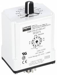 DAYTON Single Function Time Delay Relay: Socket Mounted, 120V AC/DC, 10 A, 11 Pins/Terminals (MPN 1EGC5). Key specifications — Brand: DAYTON.