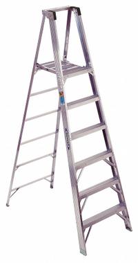 WERNER Platform Stepladder: 6 ft Ladder Size, Aluminum, 300 lb Load Capacity, 23 lb Wt (MPN P376). Key specifications — Brand: WERNER; Included Features: Guard Rail.