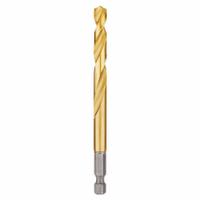 MILWAUKEE Hex Shank Drill Bit: 19/64", 135° Split Point, TiN-Coated HSS, Impact Rated (MPN 48-89-4616). Key specifications — attr1234973: Impact Rated; attr1234966: MILWAUKEE; attr1234978: 0.2969.