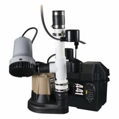 LIBERTY PUMPS Sump/Battery Back-Up System: 1/3 hp, 115V AC, 40 ft Max. Head (Primary Pump), 12V DC (MPN PCS37-P-441). Key specifications — Rated Voltage (Secondary Pump): 12V DC; Brand: LIBERTY PUMPS; Series: PC441; Primary Pump Rated Voltage: 115V AC; Switch (Primary Pump): Vertical Float.