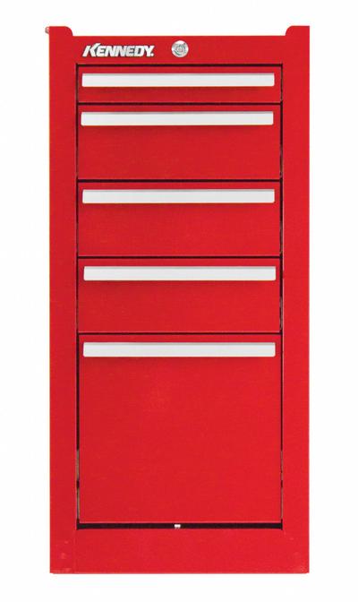 KENNEDY Side Cabinet: Red, 5 Drawers, Keyed, 13 5/8 in W x 18 in D x 29 1/16 in H - Heavy-Duty Side Cabinets
