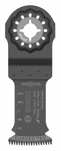 BOSCH Oscillating Tool Blade: 1 1/4 in Blade Wd, 4 in Overall Lg, Plunge Cutting, Bi-Metal, 1 Pieces (MPN OSL114JF). Key specifications — attr1097473: Wood; attr1097476: BOSCH; attr1097456: Plunge Cutting.