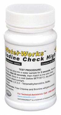 INDUSTRIAL TEST SYSTEMS Test Strips: Iodine, 0 to 300 ppm Iodine, Strip, 50 Tests, Iodine (MPN 480064). Key specifications — Test Form: Strip; Brand: INDUSTRIAL TEST SYSTEMS; Parameter Measurements Included: 0 to 300 ppm Iodine.