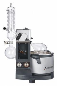 HEIDOLPH Rotary Evaporator: Manual, 5 L, 10 RPM to 280 RPM, 1,300 W Heating Capacity (MPN 036041041). Key specifications — Brand: HEIDOLPH; Height Adjustment Method: Manual; Included Glassware Series and Type: G3 Vertical Condenser; Vacuum Controller: No; Vapor Temperature Sensor: No; Features: Central Operating Panel with 7 in Touch Display.
