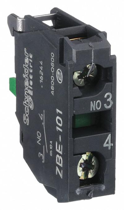 SCHNEIDER Contact Block: 22 mm Panel Mounting Size, 1NO, Momentary - Contact Blocks