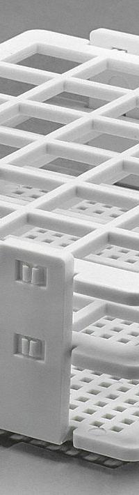 Tube Rack: 4 1/8 in Overall Wd, 1 3/4 in Overall Ht, 5 in Overall Lg, Polypropylene, White, Benchtop (MPN F18514-0016). Key specifications — Material: Polypropylene; Mounting Location: Benchtop; Color: White; Product Type: Test Tube Rack; Total Holding Capacity: (30) Places; Brand: SP SCIENCEWARE.