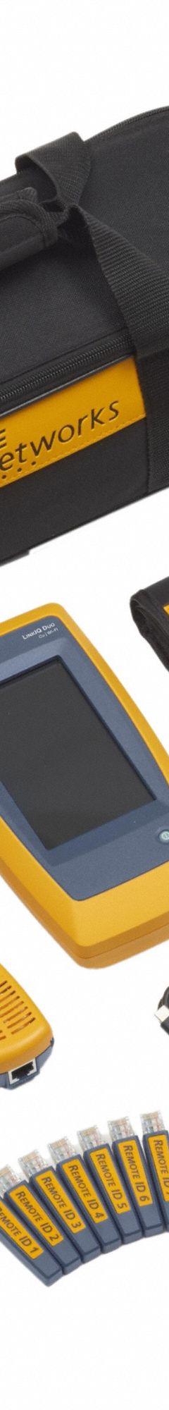 FLUKE NETWORKS Cable Network Tester: LinkIQ Duo, Pro Kit with VisiFault, FiberLert, LIQ-DUO-VFL-LFD. Key specifications — Communication Protocol: USB; Manufacturer Part Number: LIQ-DUO-VFL-LFD; Alert Type: Digital Display; Compatible Cable Type: Twisted Pair; Data Safe Monitor: No; Display Screen Type: LCD Touchscreen; Display Type: Digital; For Use With: MicroScanner PoE Remote Identifiers.