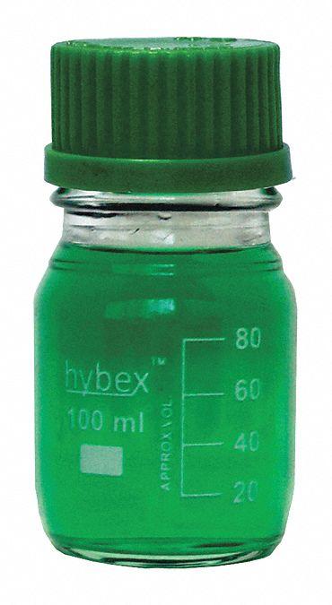 BENCHMARK SCIENTIFIC Media Bottle: 100 mL, Screw-On, GL45, 4 mm, Assorted - Glass Lab Media Bottles