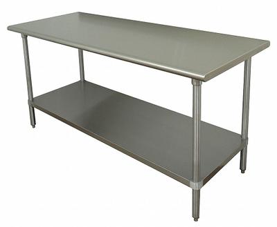 ADVANCE TABCO Work Table: Fixed Ht, Stainless Steel, 72 in x 36 in - Stainless-Steel-Top Worktables