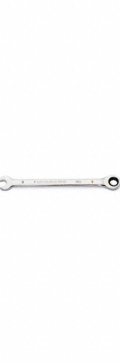GEARWRENCH Combination Ratcheting Wrench: Alloy Steel, Full Polish Chrome, 9 mm Head Size, Std (MPN 86909). Key specifications — attr309600: 9 mm; attr309611: Full Polish Chrome; attr309610: Alloy Steel; attr309604: Yes; attr309612: No; attr309613: No; attr309615: No; attr324932: GEARWRENCH.