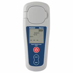 REED INSTRUMENTS Refractometer: Brix, +/-0.2% Accuracy, Auto, Digital, 2 1/4 in Overall Dp, +/-1°C (MPN R9510). Key specifications — attr1073899: REED INSTRUMENTS; attr1079772: +/-0.2 %; attr1136199: 0 % Brix; attr1079778: Automatic; attr1136198: 55 % Brix; attr1079777: 0.1%; attr1108250: Brix.