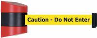 TENSABARRIER Retractable Belt Barrier: 15 ft Belt Lg, Caution Messaging, Yellow (MPN 897-15-S-21-NO-YAX-C). Key specifications — Message Color: Black; Frame Color: Red; Brand: TENSABARRIER; Belt Color: Yellow.
