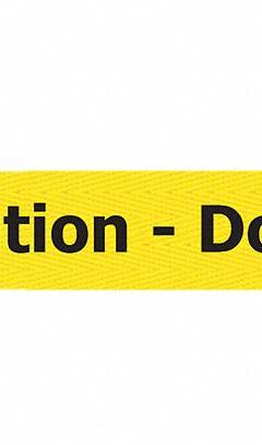 TENSABARRIER Retractable Belt Barrier: 15 ft Belt Lg, Caution Messaging, Yellow (MPN 897-15-S-21-NO-YAX-C). Key specifications — Message Color: Black; Frame Color: Red; Brand: TENSABARRIER; Belt Color: Yellow.