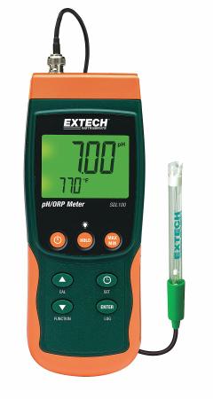 EXTECH Handheld Multiparameter Meter: ORP/pH/Temp, Mini pH Electrode/Temp Probe, Sample Buffers (MPN SDL100). Key specifications — Test Parameters: pH; Manufacturer Part Number: SDL100; Configured Test Parameters: Temperature; Measurement Components Included: Mini pH Electrode; Other Accessories Included: Carrying Case; Reagents and Solutions Included: Sample Buffers.