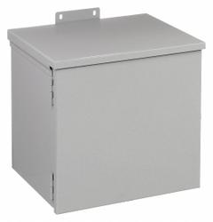 HOFFMAN Enclosure: Steel, 6 in x 6 in x 4 in, 3R, Solid Cover, Hinged, Included, Painted (MPN A6R64HCR). Key specifications — Brand: HOFFMAN; Closure Method: Padlock Hasp; Knockouts: Included.