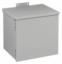 HOFFMAN Enclosure: Steel, 6 in x 6 in x 4 in, 3R, Solid Cover, Hinged, Included, Painted (MPN A6R64HCR). Key specifications — Brand: HOFFMAN; Closure Method: Padlock Hasp; Knockouts: Included.