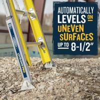 WERNER Extension Ladder: 24 ft Ladder Size, Fiberglass, 375 lb Load Capacity, 74 lb Wt, 2 Sections (MPN D7124-2VL). Key specifications — Color: Yellow; Brand: WERNER; Included Features: Bubble Level; Removable Fly: Removable.