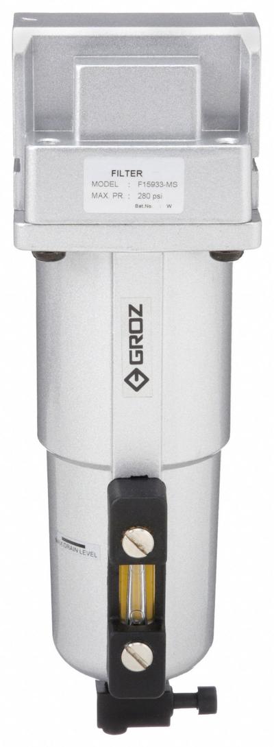 GROZ Compressed Air Filter: Particulate, 1/2 in NPT, 40 micron, 125 cfm - GROZ FRL Air Filters