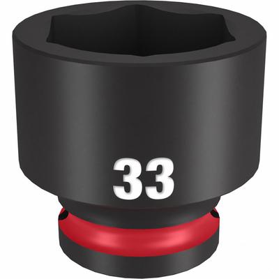 MILWAUKEE Standard Impact Socket: 1/2 in Drive Size, Metric, 33 mm Socket Size, 6-Point - 1/2" Drive Impact Sockets