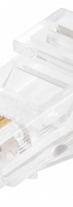 MONOPRICE Modular Plug: Modular Plug RJ45, Solid, 5/5e Cable Category, 100pk Pack Size, 100 (MPN 7245). Key specifications — Brand: MONOPRICE; Color: Clear; Compatible Number of Fibers: Duplex; Compatible Wire Solid/Stranded: Solid; _Pack Size: 100pk.