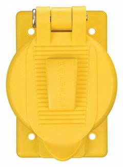 HUBBELL WIRING DEVICE-KELLEMS Weatherproof Cover: Polycarbonate, Duplex Receptacles, 1 Gangs, Yellow (MPN HBL77CM74WO). Key specifications — Brand: HUBBELL WIRING DEVICE-KELLEMS; Color: Yellow; Compatible with Product Type: Duplex Receptacles; Mounting Orientation: Vertical.