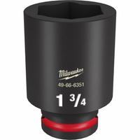 MILWAUKEE Deep Impact Socket: 3/4 in Drive Size, SAE, 1 3/4 in Socket Size, 6-Point, Deep, Friction (MPN 49-66-6351). Key specifications — attr1215501: MILWAUKEE; attr1215515: Black Phosphate; attr1215518: 1-3/4 in.