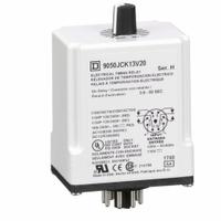 SCHNEIDER Single Function Time Delay Relay: Socket Mounted, 120V DC, 10 A, 8 Pins/Terminals (MPN 9050JCK13V20). Key specifications — Contact Rating (AC): 10 A @ 120/240V; Brand: SCHNEIDER.