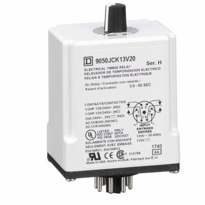 SCHNEIDER Single Function Time Delay Relay: Socket Mounted, 120V DC, 10 A - Socket-Mounted Relays