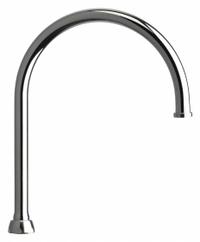 CHICAGO FAUCETS Spout: Spout, Gooseneck, Swivel Spout, Brass, Polished Chrome, Laminar, UNEF (MPN GN8JKABCP). Key specifications — Includes: Mounting Hardware; Product Type: Spout; Spout Style: Swivel; Body Material: Brass; Color/Finish: Polished Chrome; Brand: CHICAGO FAUCETS.