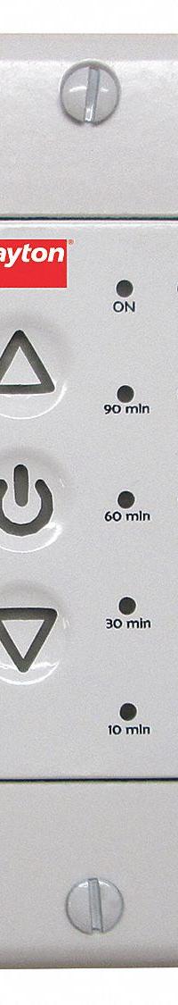Speed Control: Touch Button, 3 Switches or Dials, 115/230V AC, Aluminum Plate, White Plate, 0.5 A (MPN 35YV94). Key specifications — Brand: DAYTON; Reversible: Not Reversible; Input Voltage: 115/230V AC; Compatible with Series: Dayton Fans with EC Motors; Plate Material: Aluminum.