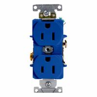 LEVITON Duplex Receptacle/Outlet, 15 Amp: Duplex, 5-15, Blue, 125V AC, 15 A, 2 Pole / 3 Wire (MPN 5252-BU)