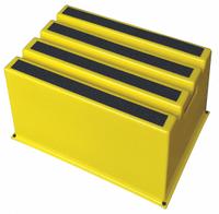 APPROVED VENDOR Step Stool: 1 Steps, 12 in Overall Ht, 500 lb Load Cap, Plastic, 12 in Standing Ht (MPN 44ZJ62). Key specifications — Brand: APPROVED VENDOR; Color: Yellow; Includes: Replacement Foot Pads.