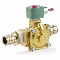 REDHAT Solenoid Valve: 2-Way, Normally Closed, 3/4 in Pipe Size, 12V DC, Watertight, High Flow (MPN K210G009LFXX 12/DC). Key specifications — Pipe Size: 3/4 in; Voltage: 12V DC; Brand: REDHAT; Coil Enclosure: Watertight.
