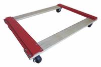 APPROVED VENDOR General Purpose Dolly: 1,000 lb, Red/White, 36 in L x 24 in W x 5 in H Deck, Smooth (MPN 9GKA3). Key specifications — Brand: APPROVED VENDOR; Color: Red; Caster/Wheel Configuration: (4) Swivel; Lip Type: Flush; With Tow Eye: No.