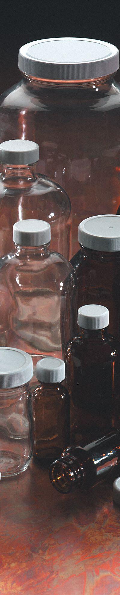 WHEATON Sampling Bottle: 1 L - Amber Narrow Mouth Round Glass Lab Bottles