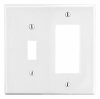 HUBBELL Wall Plate: Combo, 2 Gang, White, Std Size (MPN P126W). Key specifications — Brand: HUBBELL; Material: Polycarbonate.