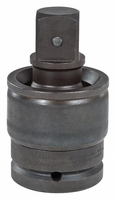 PROTO Impact Universal Joint: Black Oxide, 1 1/2 in Output Drive Size, Square - 1-1/2" Drive Flex Impact Socket Adapters