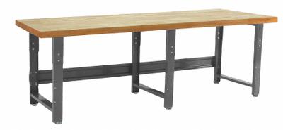 BENCHPRO Workbench: Adj Ht, Butcher Block, 96 in x 36 in, 1,600 lb Overall Load Capacity - Open-Base Workstations